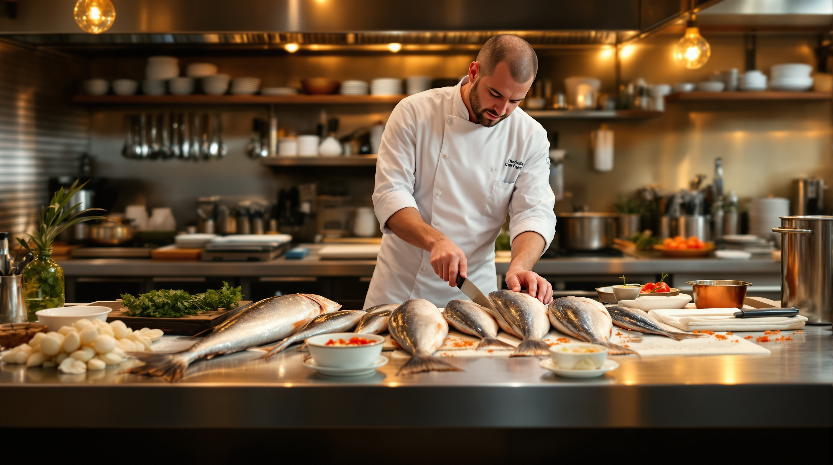 Chef de O'Cruceiro preparando cocina gallega